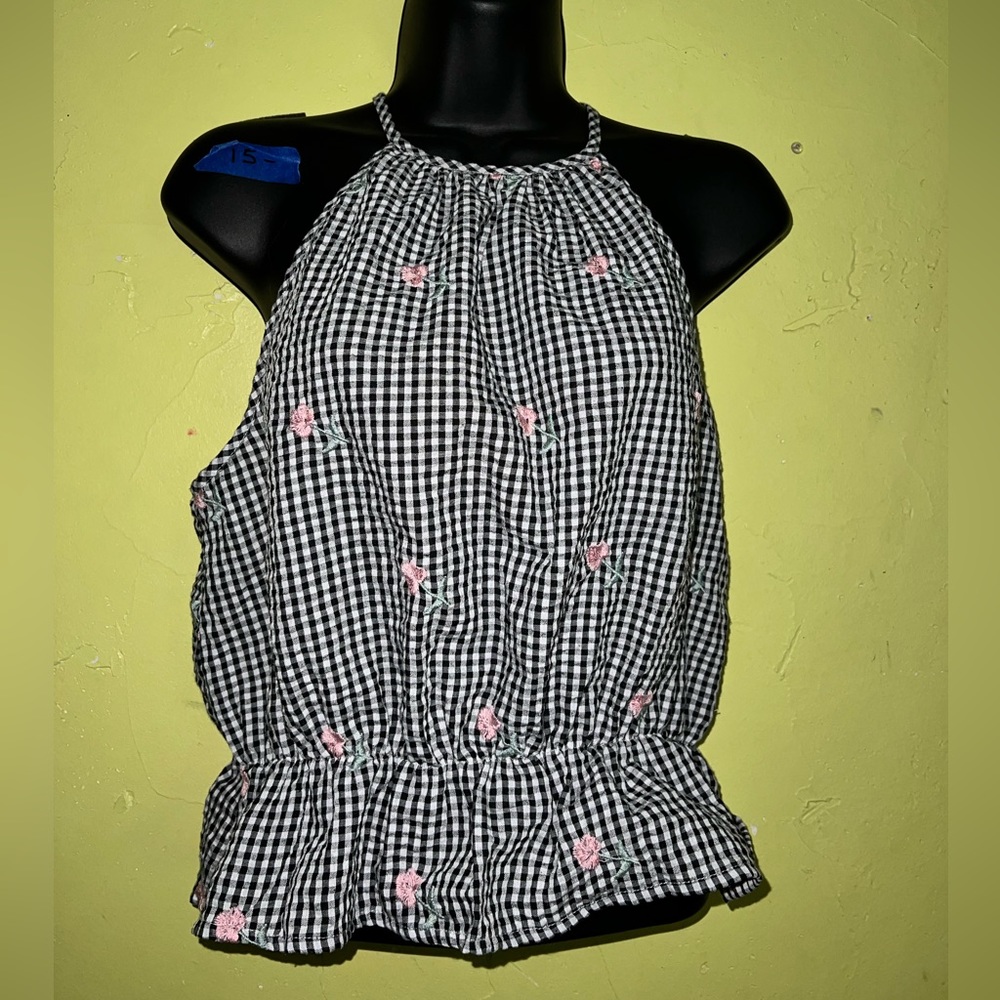 Black & white gingham halter top for the summer